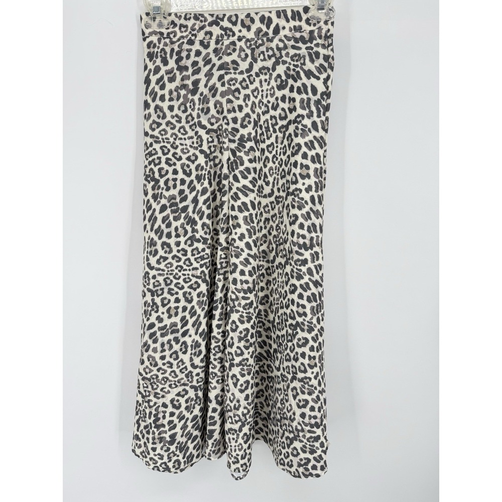 Altard State Leopard Print Satin‎ Midi Skirt High Rise Cheetah Silky Long XS